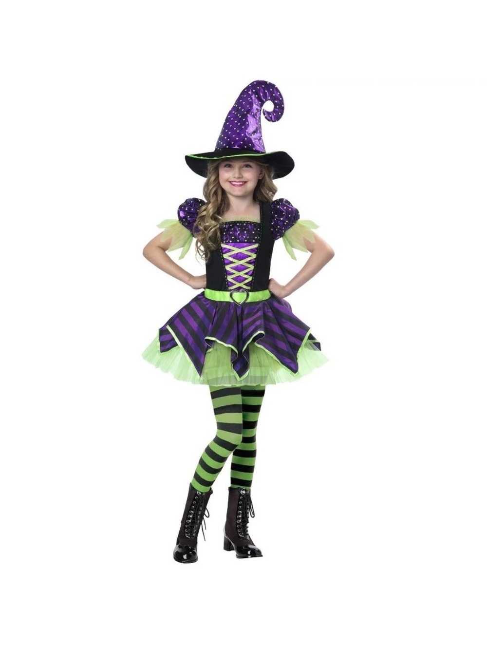 Pretty Potion Witch Costume Dress tulle lime green purple girls S new